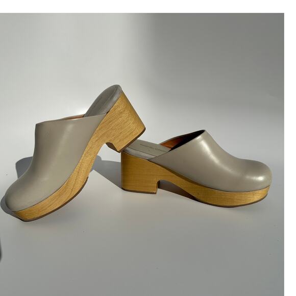 Rachel Comey Blaring Clog Nappa Leather Bone Neutral Grey Taupe Size 9 EUC - Picture 1 of 16